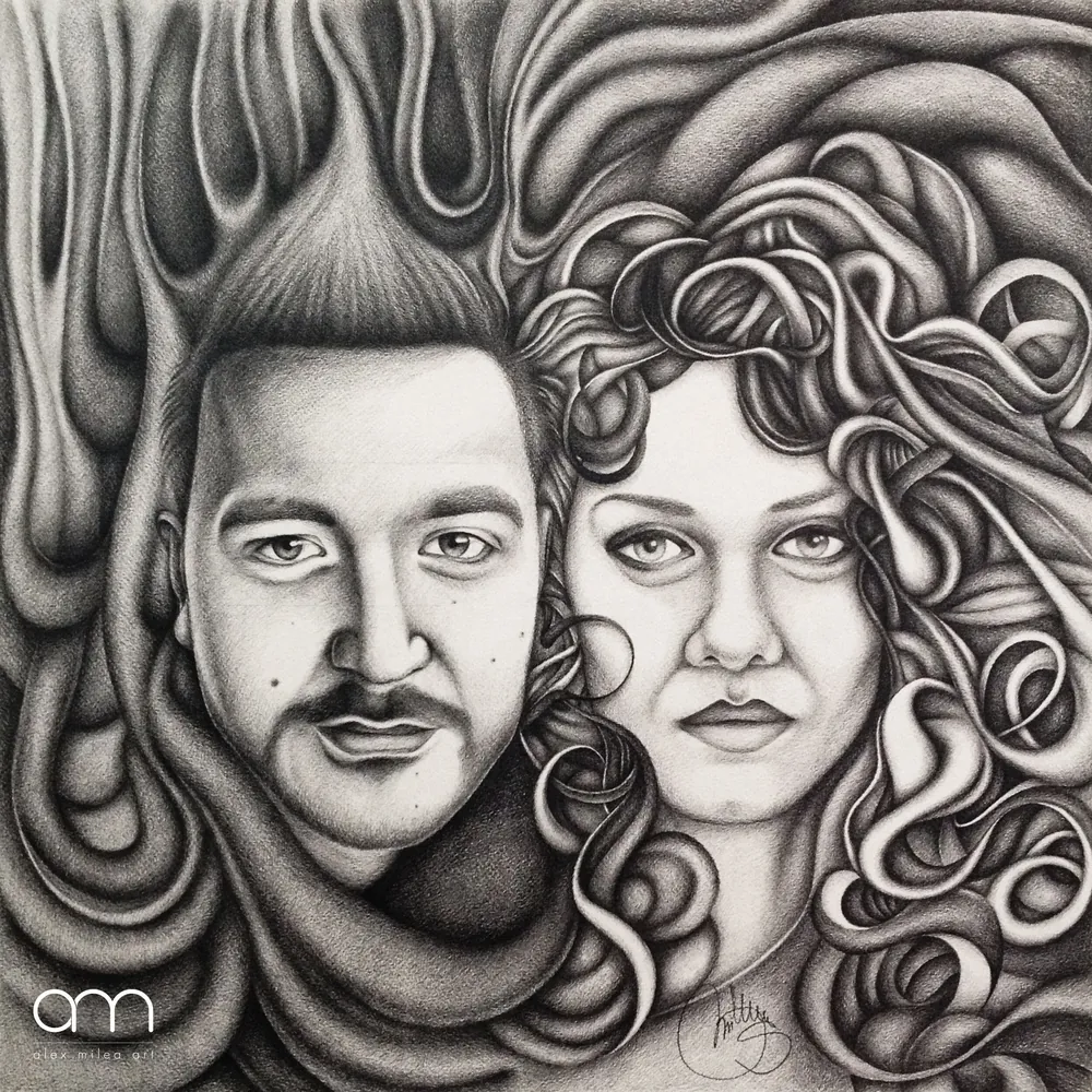 “Feuer Und Wasser” - 50/50 cm; pencil on paper;