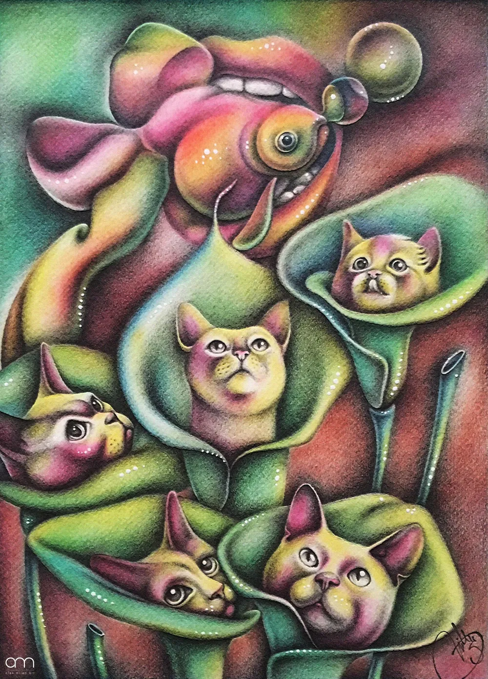 “Space Nectar” - 25×35 cm; pastels + graphite on paper; ~40 hours;