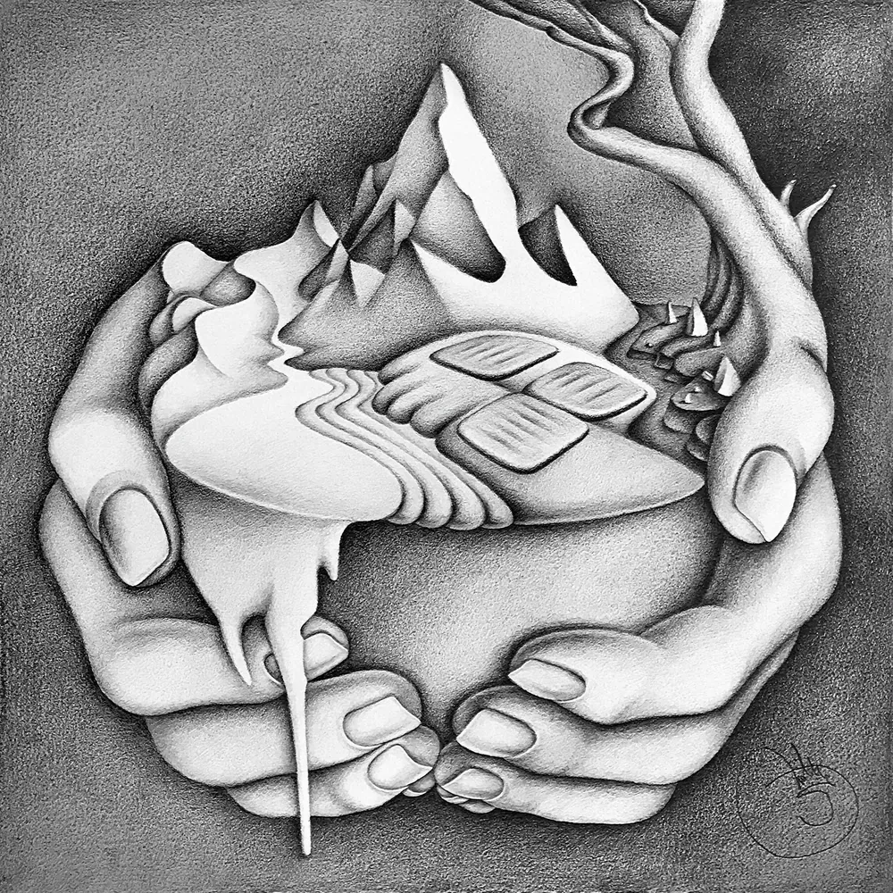 “Terra Mystica” - 35 x 35 cm; pencil on paper;