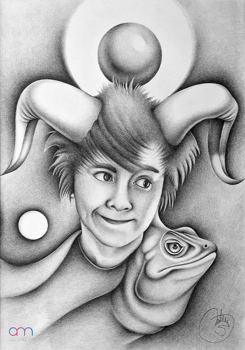 “Cyberdemon - Leafyishere” - 35/50 cm; pencil on paper;