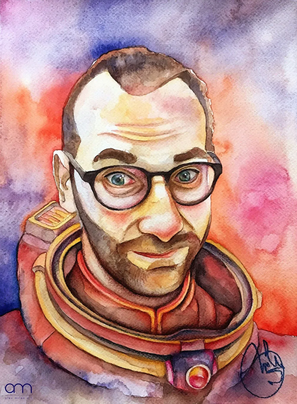 “First Martian - Ignacy Trzewiczek” - 25 x 30 cm; watercolor on paper;